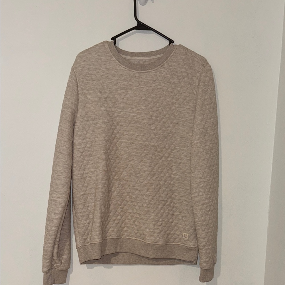 Marine Layer Quilted Crewneck Sweater in Beige